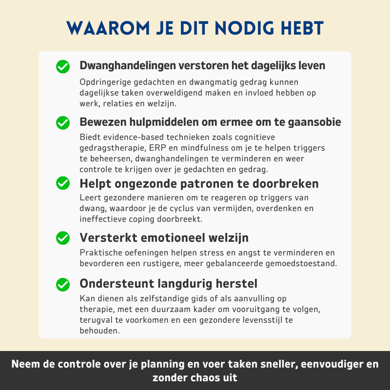 Obsessief-Compulsieve Stoornis (OCD) – Therapeutisch Werkboek – Therapeutische Hulpmiddelen en Copingstrategieën