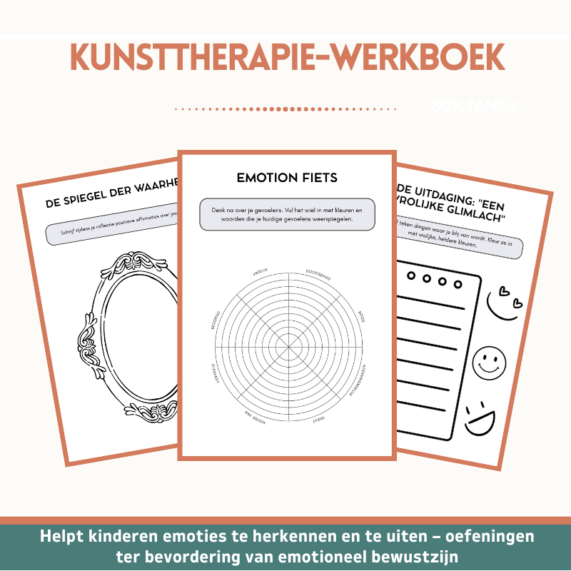 Kunsttherapie-Werkboek voor Kinderen & Tieners – 110+ Printbare Activiteiten voor Mentale Gezondheid (CGT, Mindfulness & SEL)